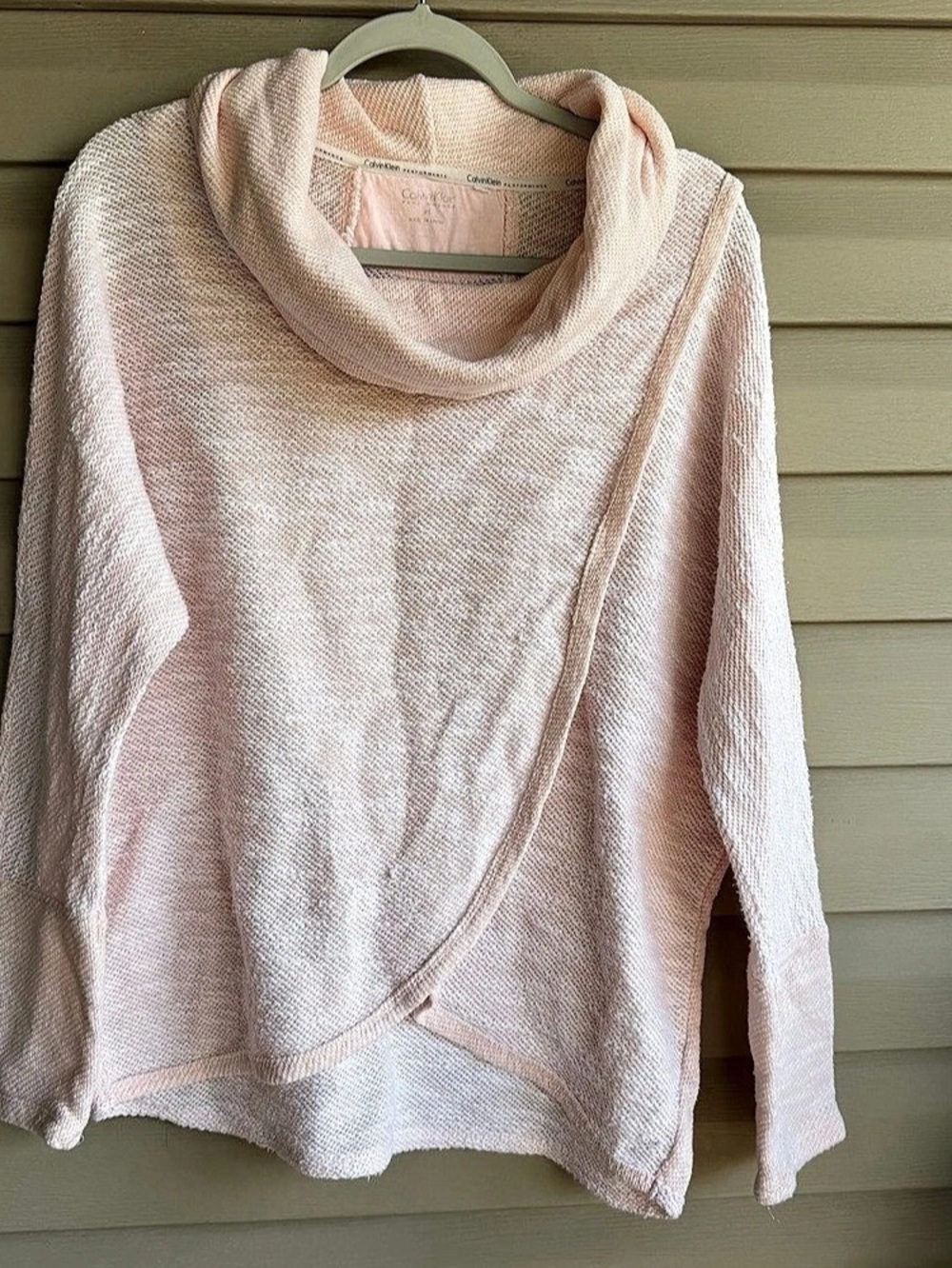 Calvin Klein Performance Pink Cowl Neck Tulip Crossover Knit Sweatshirt XS